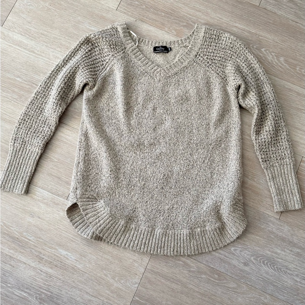 Women's Tan V-Neck Sweater